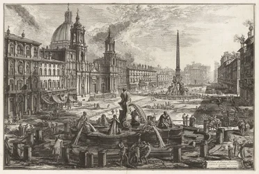 Widok na Piazza Navona ponad ruinami Circus Agonalis [cyrku Domicjana], z Vedute di Roma (Widoki Rzymu)