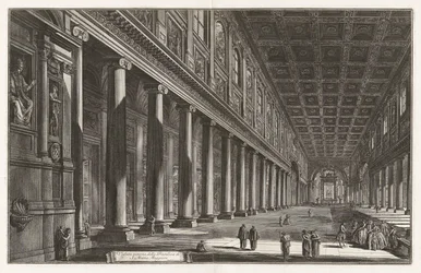 Widok wnętrza bazyliki Santa Maria Maggiore z Vedute di Roma (Widoki Rzymu)