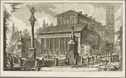 Widok bazyliki S. Lorenzo fuori delle Mura [S. Lorenzo poza murami], z Widoki Rzymu