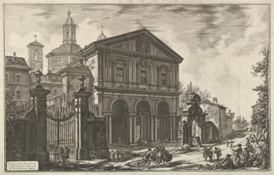 Widok bazyliki San Sebastiano fuori delle mura [św. Sebastian za murami] przy Drodze Appijskiej, z Vedute di Roma (Widoki Rzymu)