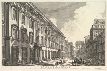 Widok na Palazzo Odeschali, z widoków Rzymu Widoki rzymskie, ca. 1753.