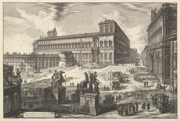 Widok na Piazza di monte Cavallo, z widoków Rzymu Widoki rzymskie, ca. 1773.