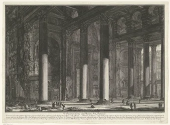 Voorportaal van het Pantheon te Rome Widok wnętrza Pronaosa Panteonu (tytuł na obiekcie) Gezichten op Rome (tytuł serii) Widoki Rzymu zaprojektowane i wyryte przez architekta Giambattistę Piranesiego Ve (nez) iano (tytuł serii)