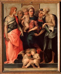 Rozmowa Święta (ołtarz Ognissanti) - tempera na drewnie, ok.1518