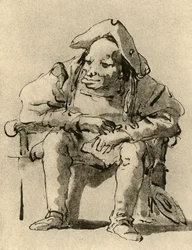 Karykatura siedzącego mężczyzny, połowa XVIII wieku, 1928