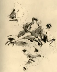 Kupidyn i trzy kobiety, połowa XVIII wieku, 1928