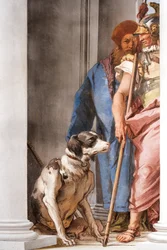 Fragment obrazu Flota grecka w Aulis, z Sali wejściowej w Palazzinie, 1757 r.