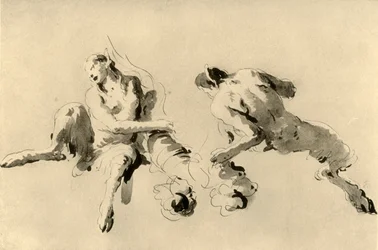 Faun męski i żeński z rogiem obfitości, połowa XVIII wieku, 1928