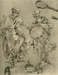 Mężczyzna widziany od tyłu, perkusista i małe studia, 1751-1752, 1928