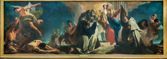 Matka Boża Karmel wśród świętych Szymon Stock, Teresa z Avila, Albert z Vercelli, Prorok Eliasz i dusze czyśćcowe, 1745