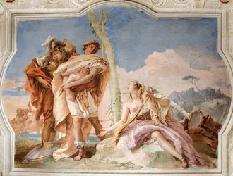Rinaldo porzuca Armida, z Pokoju jerozolimskiego dostarczony w Palazzina, 1757