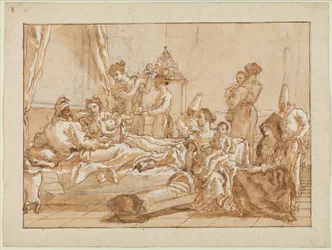 Niemowlę Punchinello w łóżku z rodzicami, ok. 1800