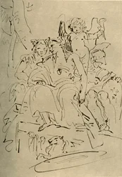 Dwie kobiety, Eros i żołnierz, połowa XVIII wieku, 1928