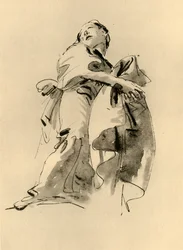 Kobieta pochylająca się w prawo, ale patrząca w górę, połowa XVIII wieku, 1928