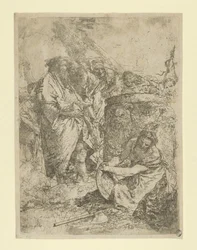 Kobieta klęcząca przed Czarodziejami i innymi Postaciami, ze Scherzi, ca. 1740.