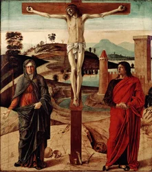 Kalwaria lub Ukrzyżowanie. Obraz Giovanniego Belliniego dit il Giambellino (1432-1516). Wymiary: 71x63cm. Florencja, Dz. Contini Bonacossi