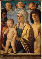 Madonna z Dzieciątkiem między świętymi Piotrem i Sebastianem ...