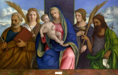 Madonna z Dzieciątkiem ze świętymi. ok. 1500 (tempera i olej na drewnie)