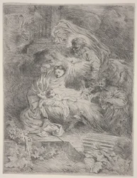 Narodzenia z Bogiem Ojcem, Gołębicą Ducha Świętego i Aniołami, ok. 1645 (akwaforta)