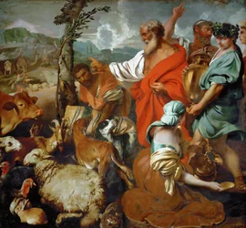 Arche de Noe - Barok: Tablica ze zwierzętami Arka Noego par Castiglione, Giovanni Benedetto (1610-1665), II poł. XVII w. Olej na płótnie, 200x217,5. Muzeum Historii Sztuki, Wiedeń
