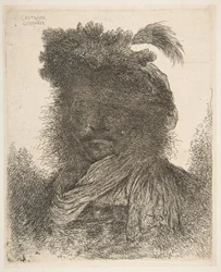 Głowa mężczyzny w cieniu, lekko zwrócona w lewo, z serii dużych Or..., ok. 1645-1650.