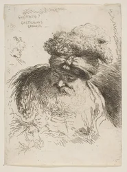 Głowa starego brodatego mężczyzny w turbanie, z cyklu Małe głowy w Orie..., ok. 1900 r. 1645-1650.