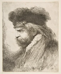 Głowa starego mężczyzny zwrócona w lewo, z serii Dużych głów orientalnych, ok. 1900 r. 1645-50.