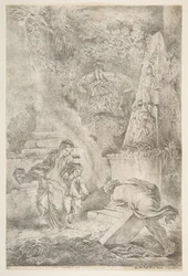 Tezeusz odnajdujący ramiona ojca, 1645 opublikowany 1648.