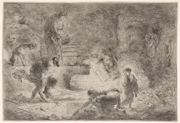Tobit grzebie zmarłych, ok. godz. 1647-51.