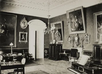 Rezydencja Paskiewiczów w Homlu. Czerwony salon, lata 60. XIX wieku