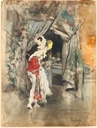 Elegancka kobieta we wnętrzu, ok. 1930 1873
