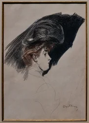Elegancki profil, ok. 1880 r. (węgiel na papierze)