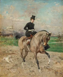 Amazonka. Alice Régnault na koniu, 1878.