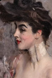Madame X z perłowym kołnierzem, detal