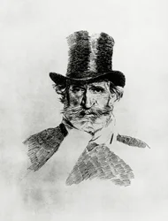 Portret Giuseppe Verdiego (1813-1901), włoskiego kompozytora, rysunek Giovanniego Boldiniego (1842-1931)