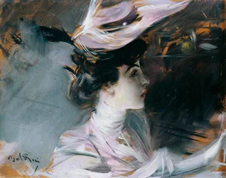 Portret Liny Cavalieri w nowym kapeluszu, autorstwa Giovanniego Boldini (1842-1931)