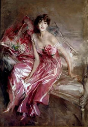 Portret Madame Olivii Concha de Fontecilla lub Pani w różu Malarstwo autorstwa Giovanniego Boldini