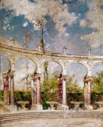 Kolumnada w Wersalu Obraz Giovanniego Boldini (1842-1931) 1889 niedziela 64x52 cm Pistoia, kolekcja Boldini