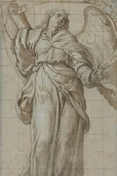 Anioł stojący trzymający zwój 1614.