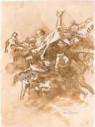Der heilige Petrus von Engeln in den Himmel getragen