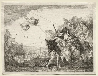 Ucieczka do Egiptu: Józef zatrzymuje się, by spojrzeć na Dzieciątko Chrystus.