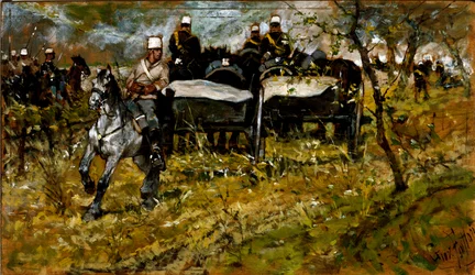 Manewr artyleryjski. Obraz Giovanniego Fattoriego (1825-1908)