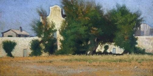 Wieś Livorno i Tamaryszek, około 1867, autorstwa Giovanniego Fattori (1825-1908)