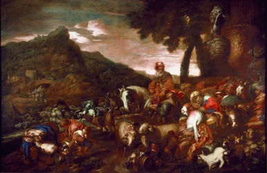 Podróż Abrahama Obraz Giovanniego Benedetto Castiglione dit il Grechetto (1610-1665) 1654 Galeria Palazzo Rosso Genes