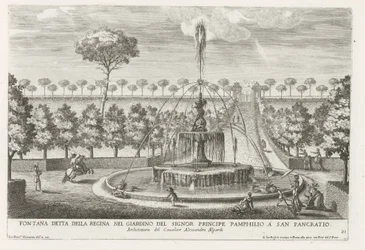 Fontein in de tuinen van Villa Doria Pamphilj te Rome Fontanna zwana królową w ogrodzie księcia Pamphilio w San Pancratio (tytuł na obiekcie) Fontanny w pałacach i ogrodach Rzymu (tytuł serii) Fonteinen in de paleizen en tuinen v