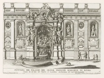 Nymphaeum in de binnenplaats van het Palazzo Borghese te Rome Fontanna w pałacu signor prencipe Borghese w Rzymie (...) (tytuł na obiekcie) Fontanny w pałacach i ogrodach Rzymu (tytuł serii) Fonteinen in de paleizen en tuinen van Rome (seria