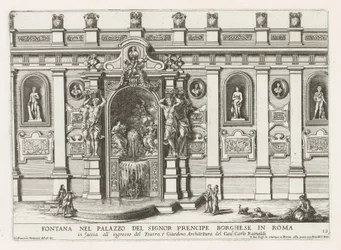 Nymphaeum in de binnenplaats van het Palazzo Borghese te Rome Fontanna w pałacu signor prencipe Borghese w Rzymie (...) (tytuł na obiekcie) Fontanny w pałacach i ogrodach Rzymu (tytuł serii) Fonteinen in de paleizen en tuinen van Rome (seria