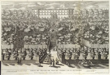 Widok Pałacu z Piętra Ogrodu z fontannami, z La Fontane, pub. ok. 1691 r
