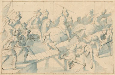 Bitwa na moście, ok. 1600 (pióro i tusz)