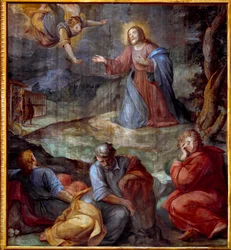 Modlitwa w ogrodzie drzew oliwnych Fresco Giovanniego Balducciego powiedział il Cosci (1560-1603) 1594-1600 Rzym, Santa Prassede, Włochy